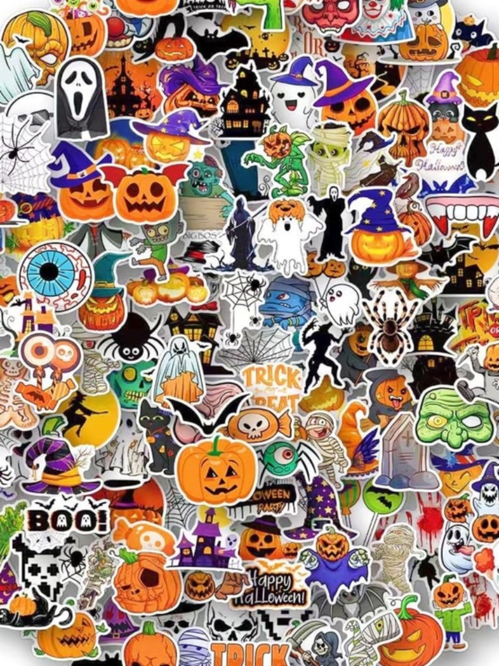 25 Halloween Vinyl Stickers 3" | Waterproof Ghost Pumpkin Witch Bat Decals